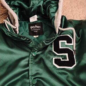 Harry Potter Slytherin Green Varsity Jacket w/ Hood - Adult Size Small - NWOT